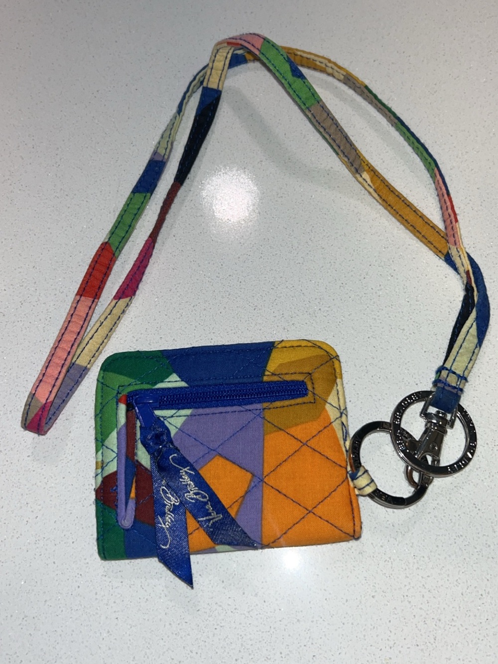 Vera Bradley Multicolor Quilted Key & Card Holder with Lanyard